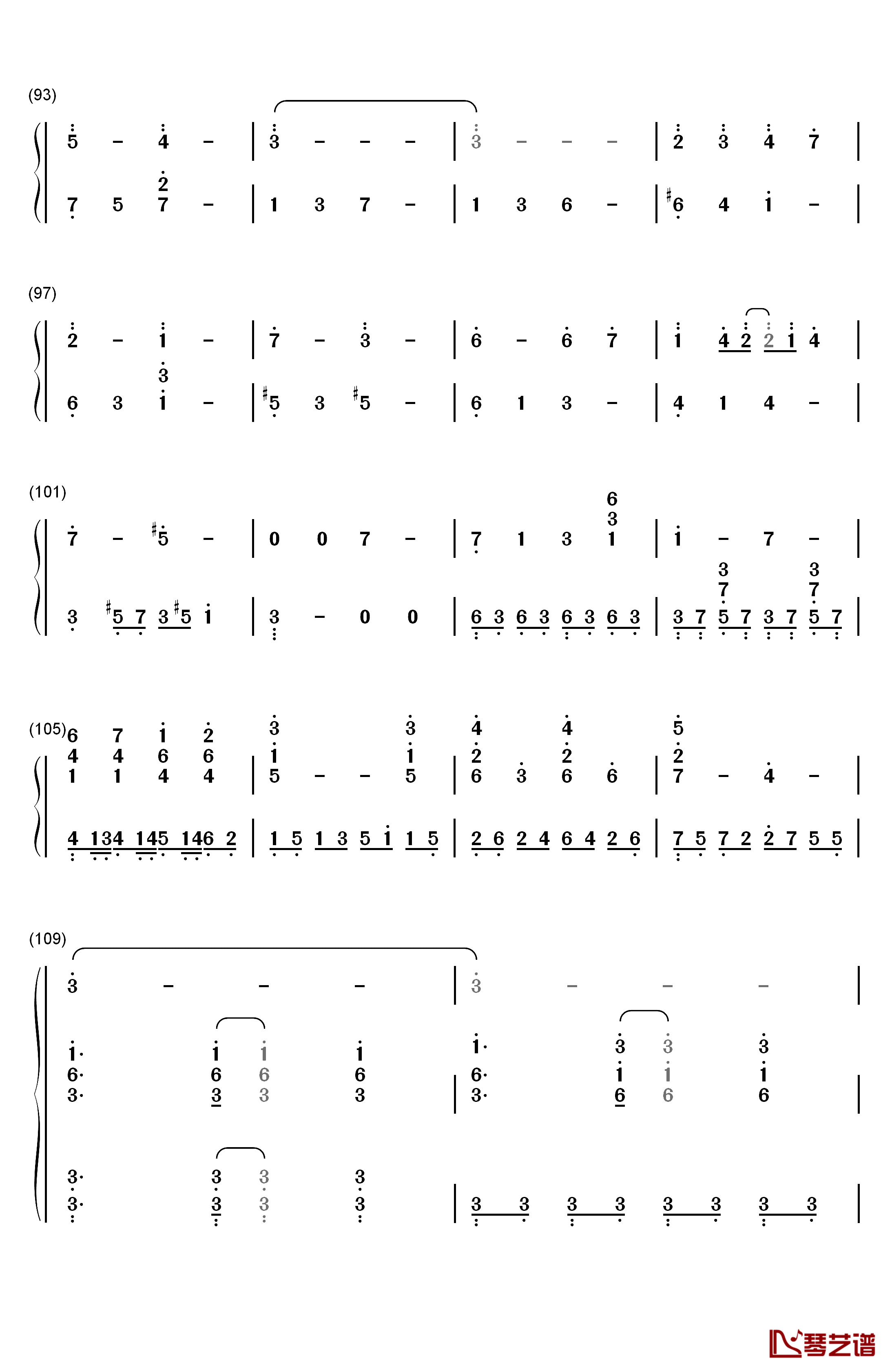 风屿钢琴简谱-数字双手-埋葬5