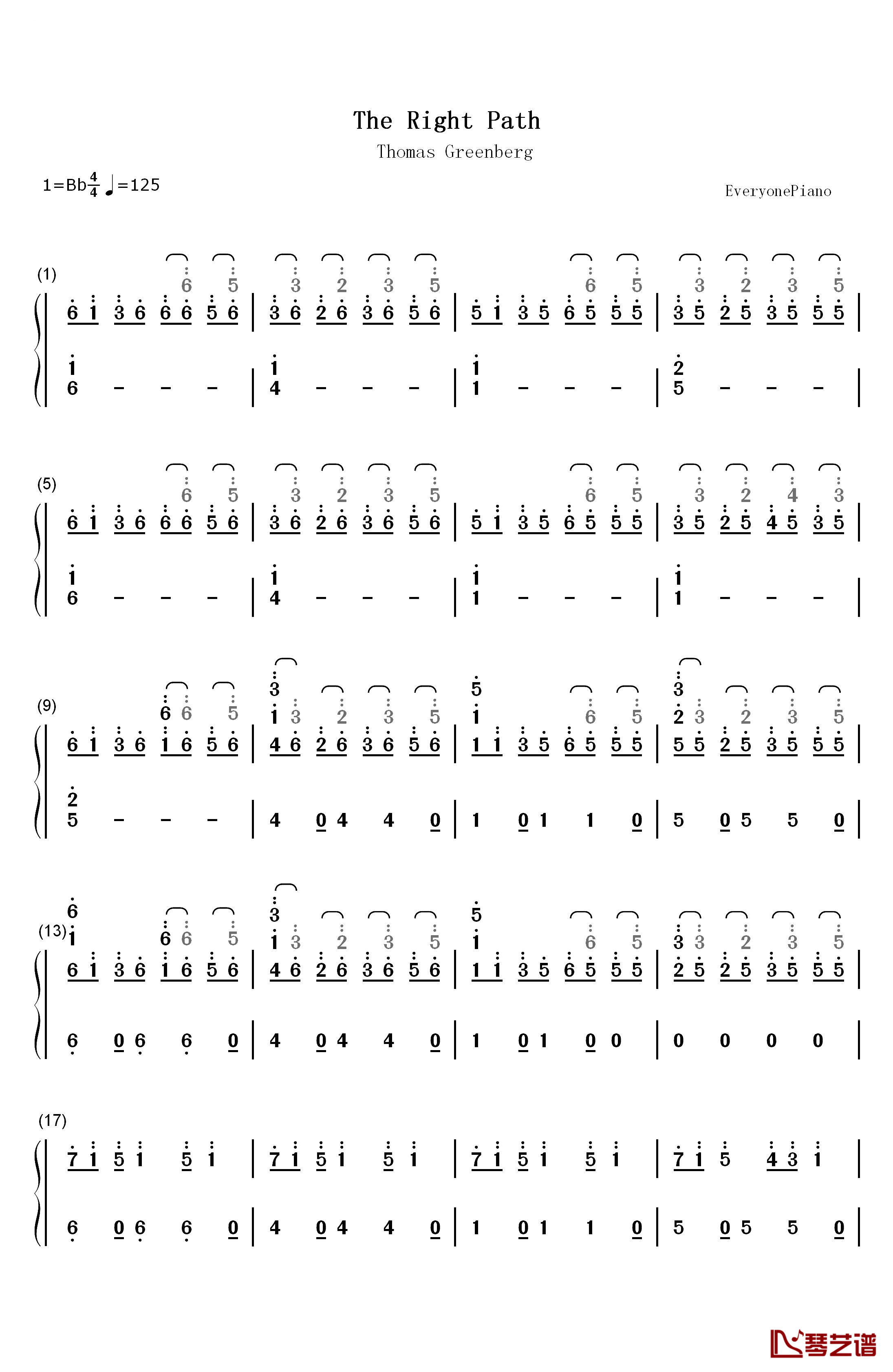 The Right Path钢琴简谱-数字双手-Thomas Greenberg1