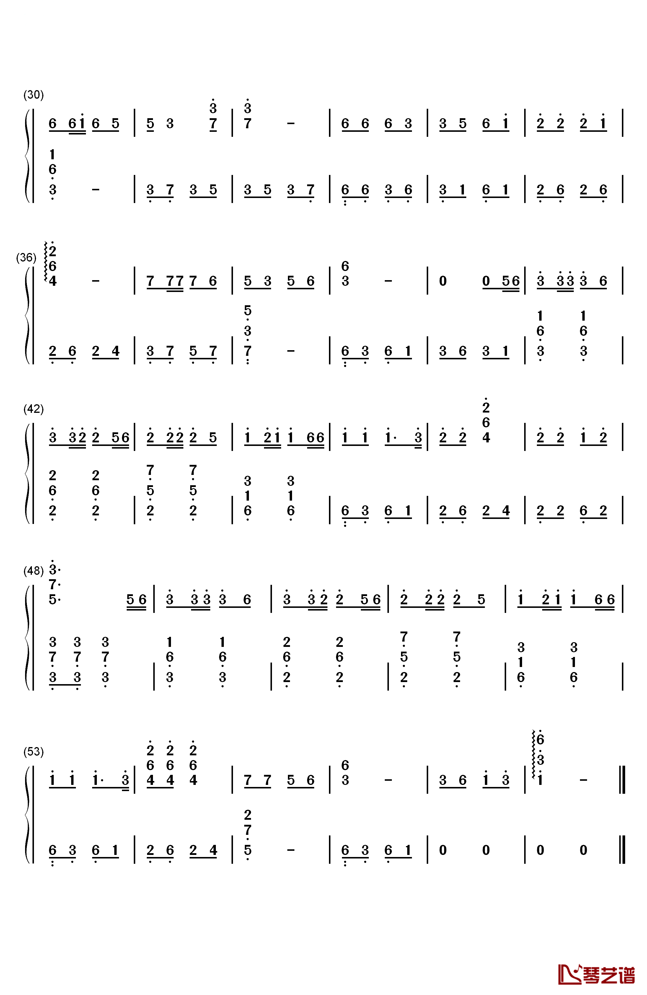 歌在飞钢琴简谱-数字双手-苏勒亚其其格2