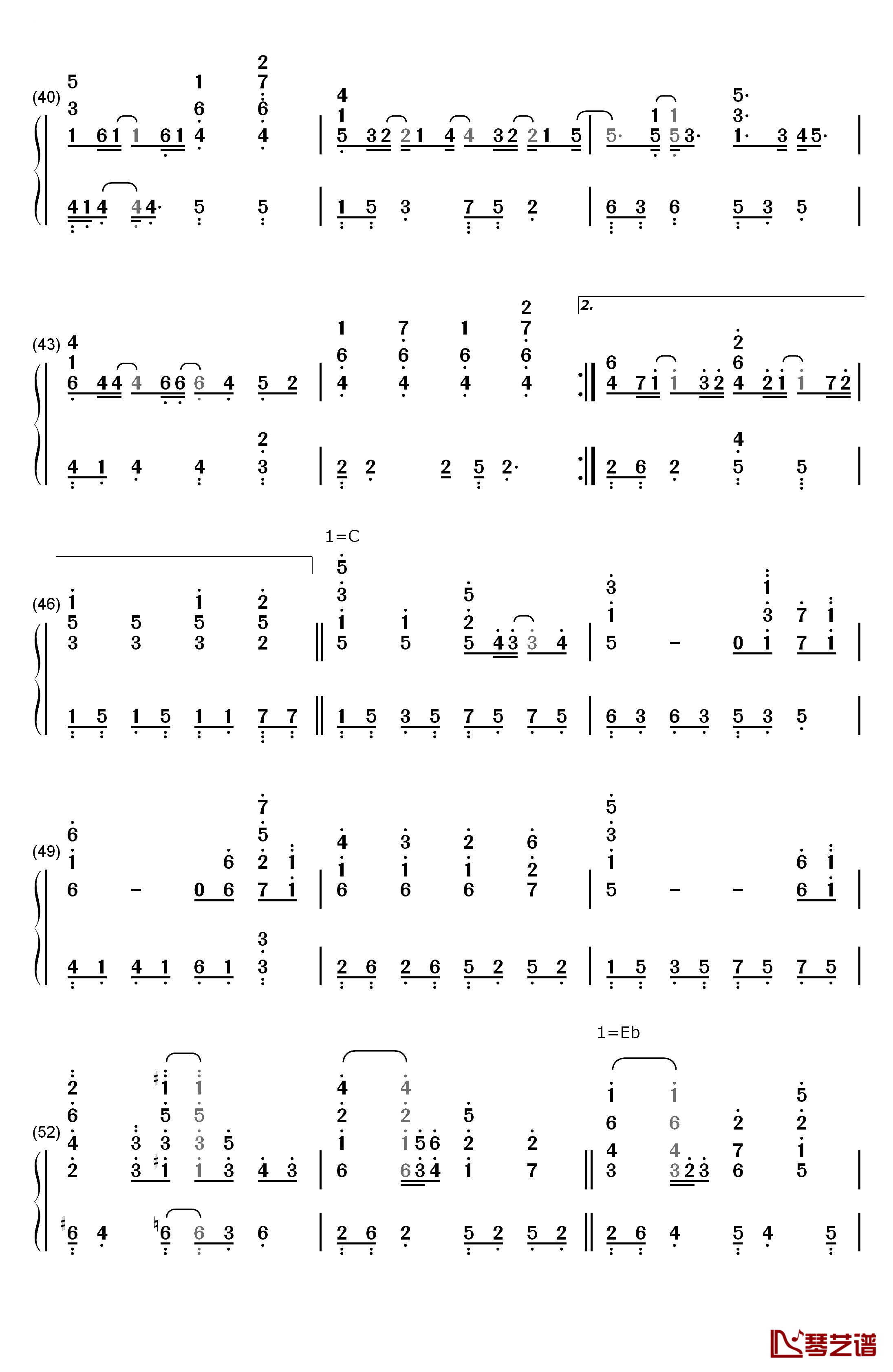 轻闭双眼钢琴简谱-数字双手-平井坚4