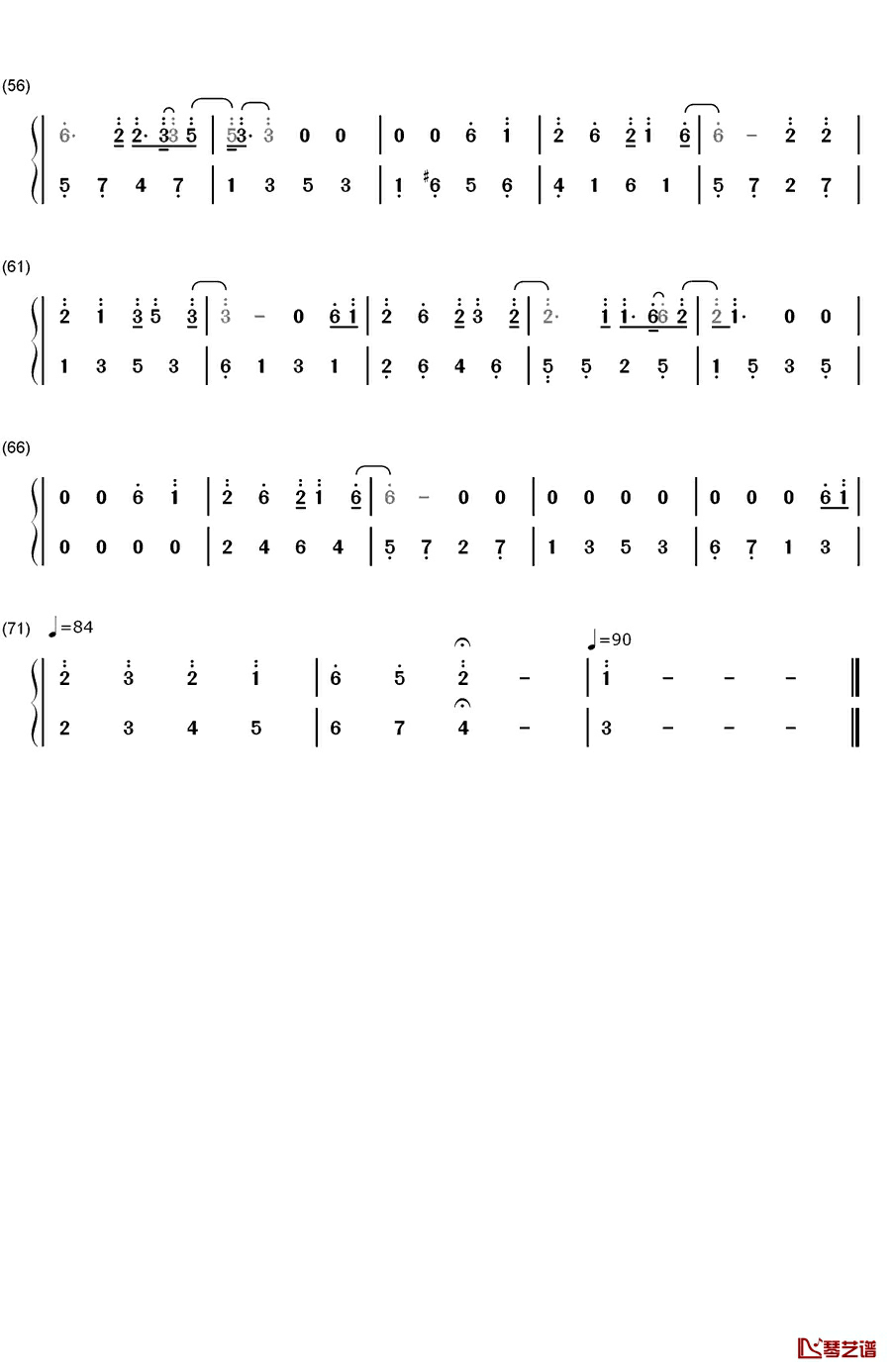 稳稳的幸福钢琴简谱-数字双手-陈奕迅3