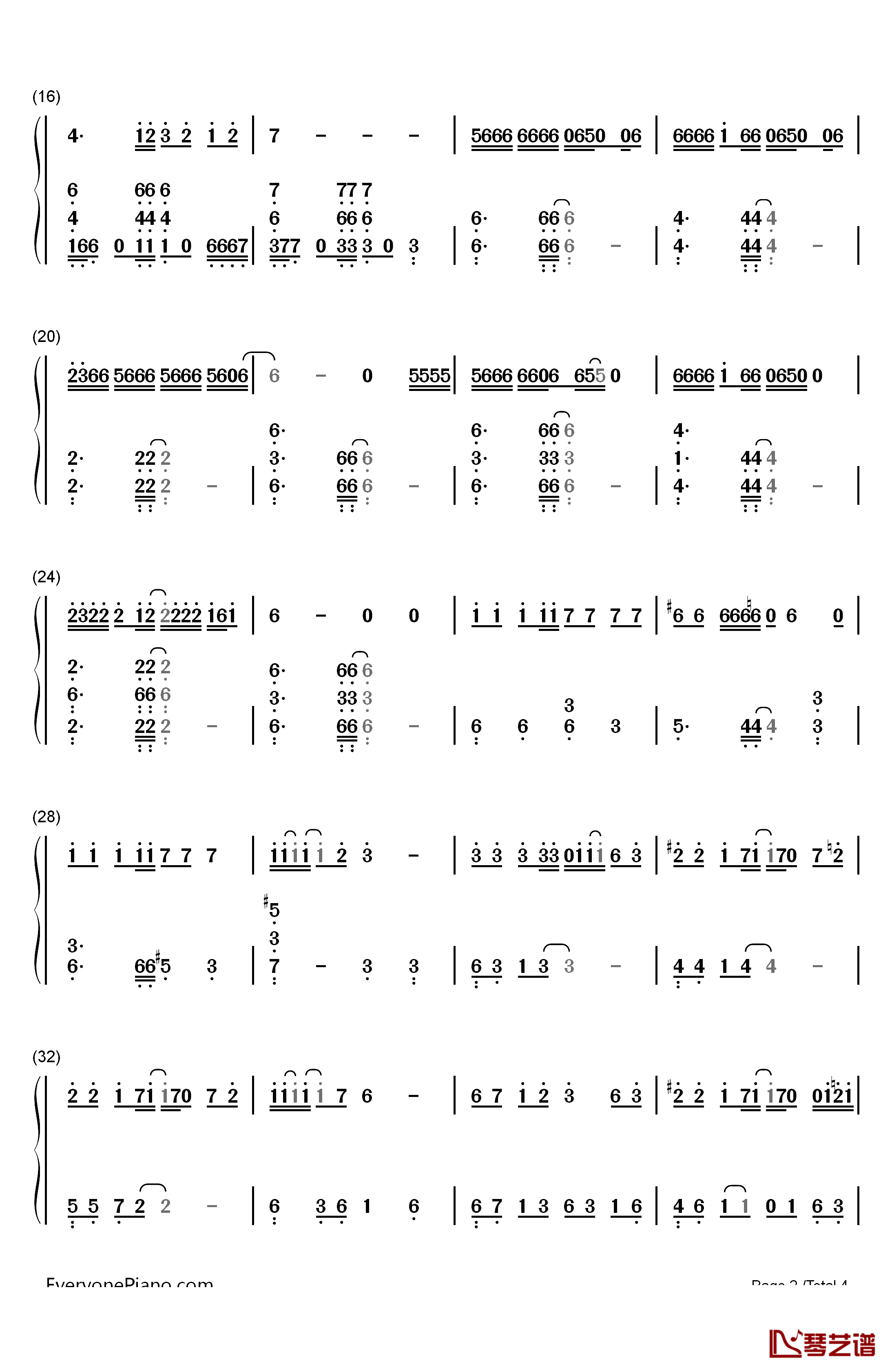 MAMA钢琴简谱-数字双手-EXO-M2