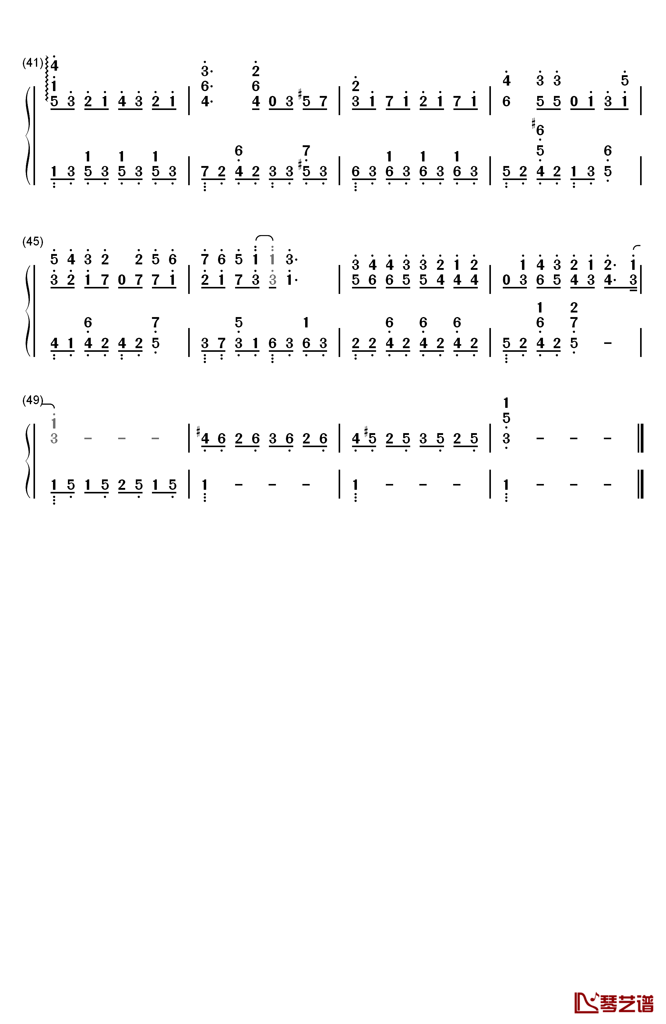 不该钢琴简谱-数字双手-周杰伦3