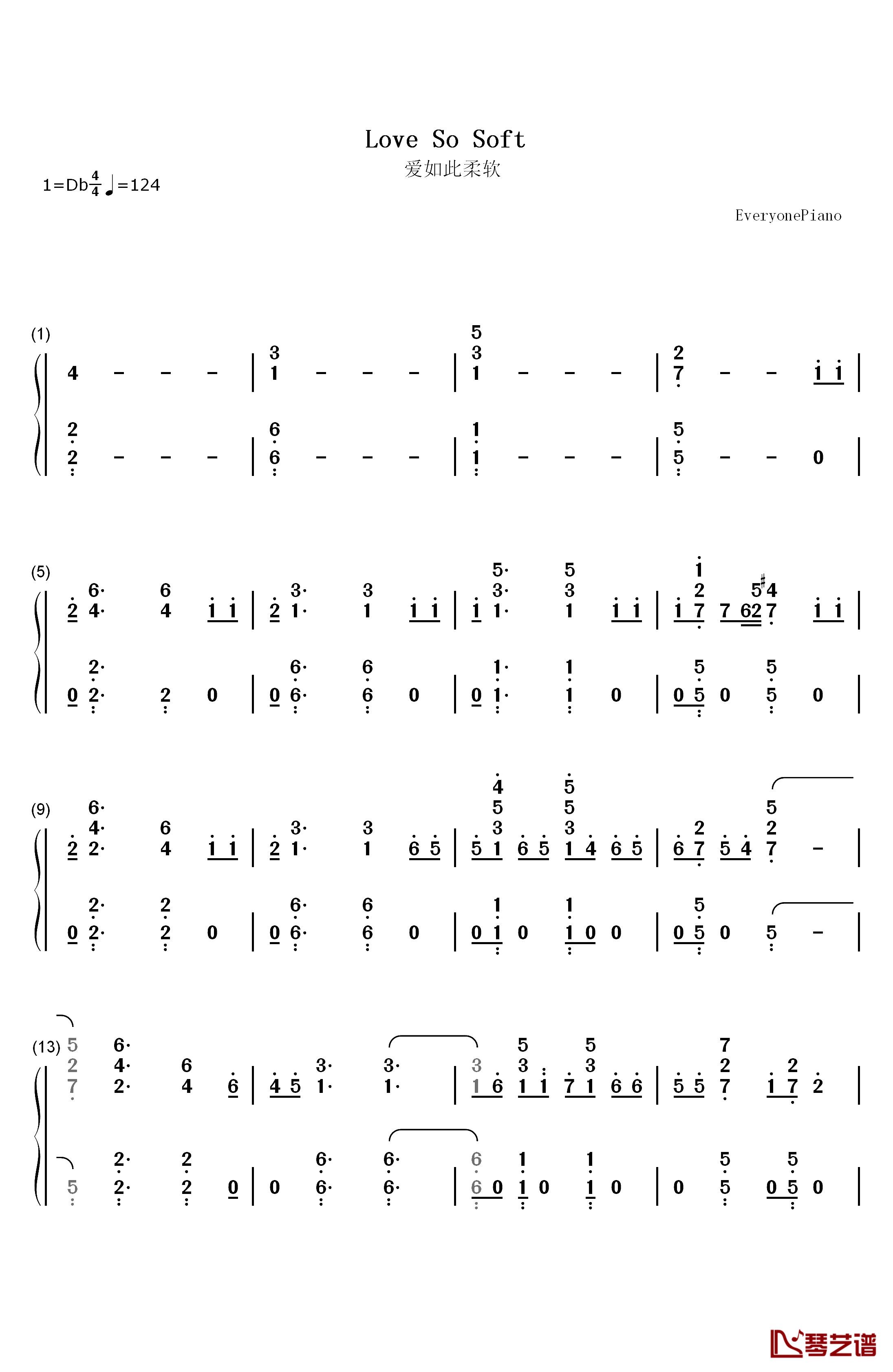 Love So Soft钢琴简谱-数字双手-Kelly Clarkson1
