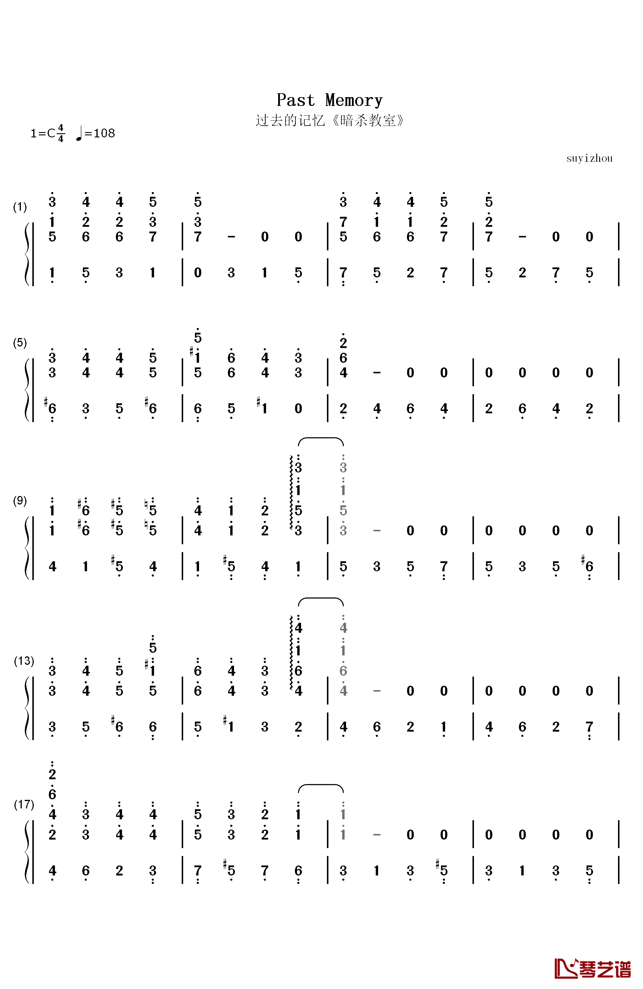 Past Memory钢琴简谱-数字双手-Naoki Satō1