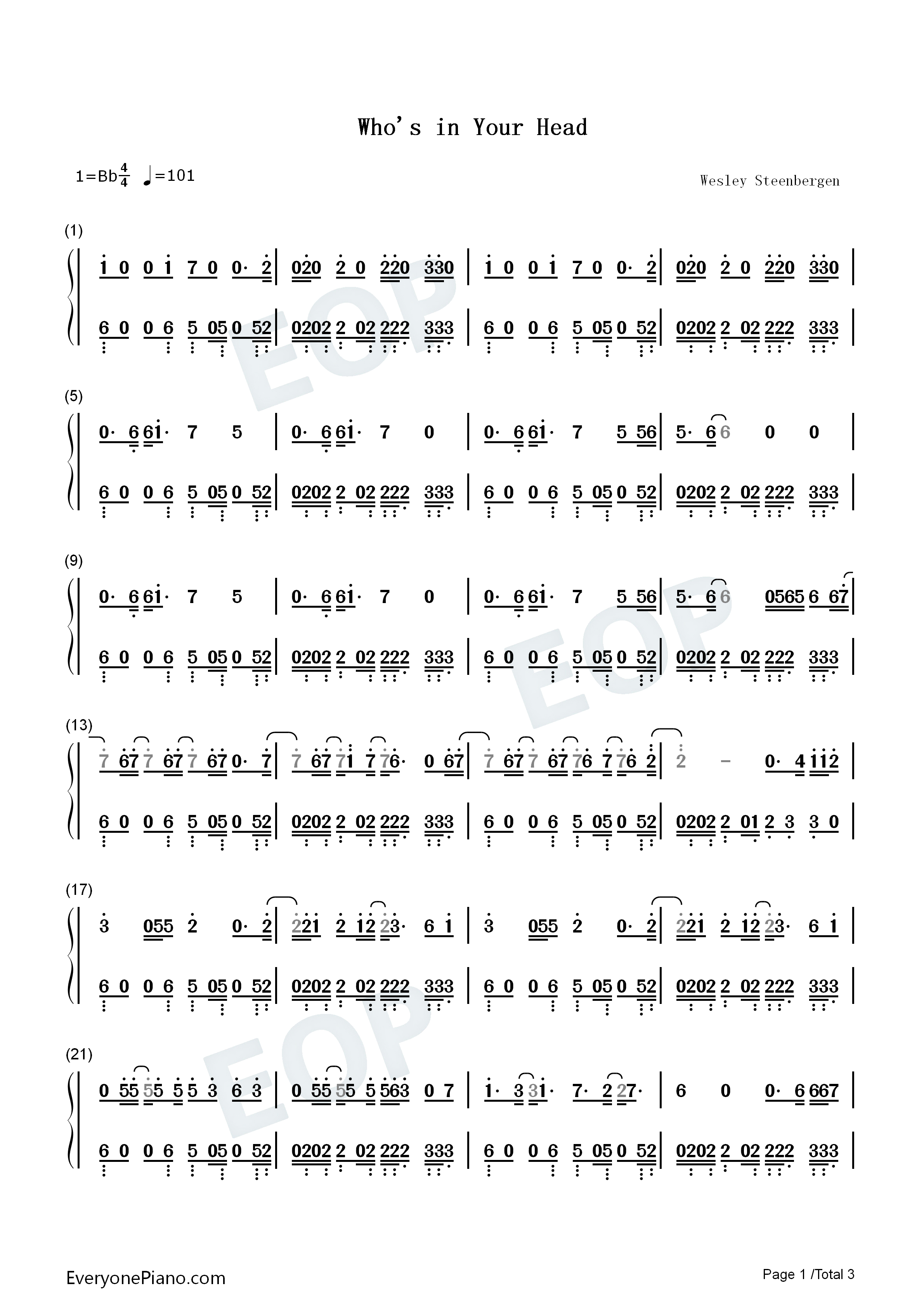 Whos in Your Head钢琴简谱-Jonas Brothers演唱1
