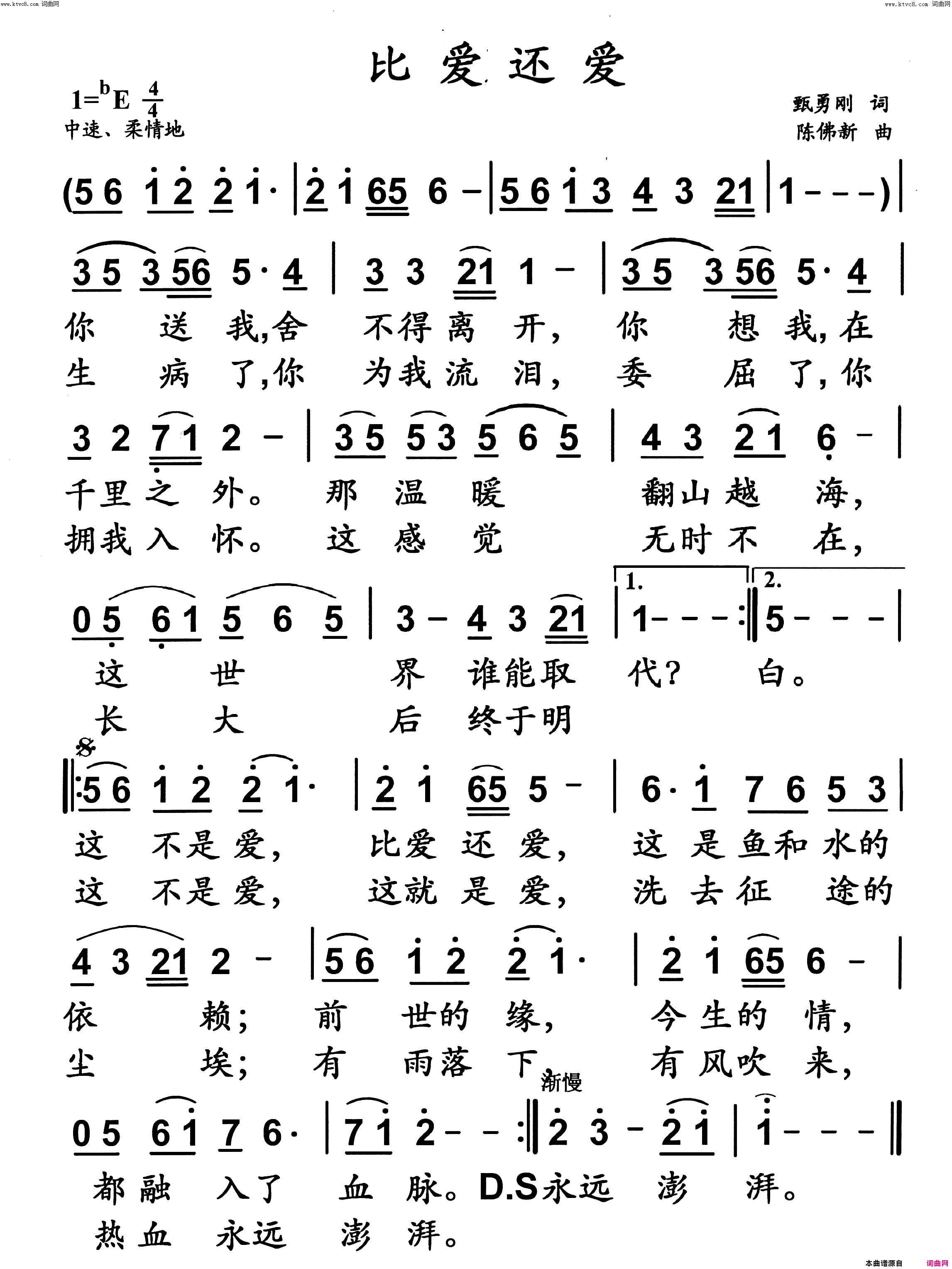 比爱还爱简谱-陈佛新曲谱1