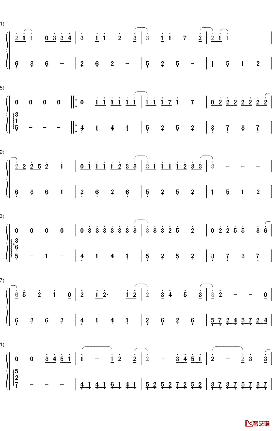 心墙钢琴简谱-数字双手-郭静2