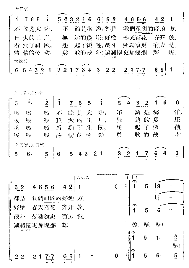 祖国到处都是好地方简谱1