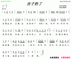 杏子熟了简谱