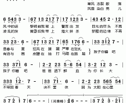 孩子睡吧电视剧《松花江上》片头歌简谱-韩磊演唱-车行/张宏光词曲