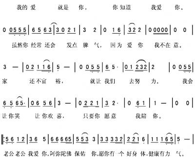 老公老公我爱你简谱 谢雨欣演唱