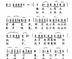 大西北，我向往的地方简谱