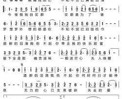 酒醉的泪滴简谱-敏子演唱-思雨/杰哥哥词曲
