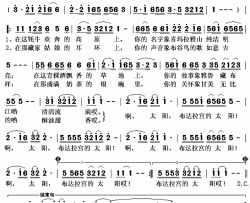 布达拉宫的太阳 简谱(歌词)-张振富耿莲凤演唱-秋叶起舞记谱上传