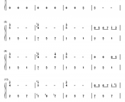 超级玛丽 水下关卡背景音乐钢琴简谱-数字双手-近藤浩治