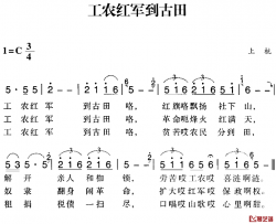 赣南闽西红色歌曲：工农红军到古田简谱-
