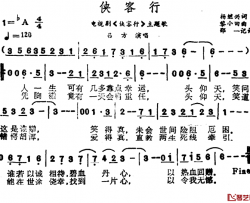 侠客行简谱-杨继兴词 黎小田曲吕方-