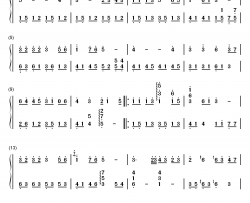 眼红红钢琴简谱-数字双手-Twins