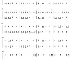 一米阳光钢琴简谱-数字双手-M小冯达