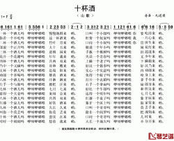 十杯酒简谱(歌词)-秋叶起舞 整理抄录