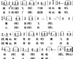 鹞子飞了鹰没飞简谱-吉木萨尔回族民歌马德清-