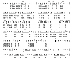 古碉悠情简谱-雪拉卓玛演唱-古弓制谱