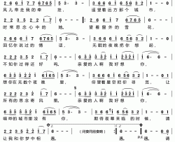 我的思念寄风里简谱(歌词)-望海高歌演唱-谱友独览梅花567上传