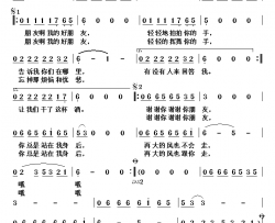 谢谢你朋友简谱-演唱  呼和浩南演唱呼和浩南-