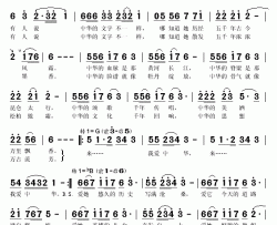 中华颂简谱(歌词)-祖海演唱-秋叶起舞记谱