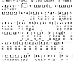 花木兰简谱-杨祺琦演唱-李众/孟庆华词曲