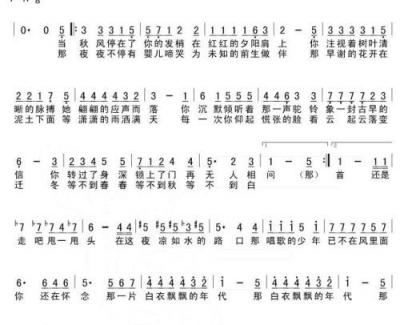 白衣飘飘的年代简谱 叶蓓演唱