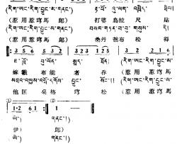 惹用惹穹马郎简谱-藏族民歌、藏文及音译版