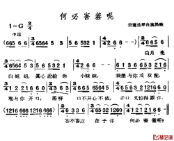 何必害羞呢简谱-云南兰坪白族民歌