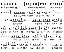 没有你的爱粤语简谱-郭富城演唱-潘源良词曲