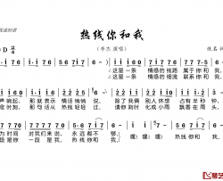 热线你和我简谱(歌词)-李杰演唱-谱友电视迷上传