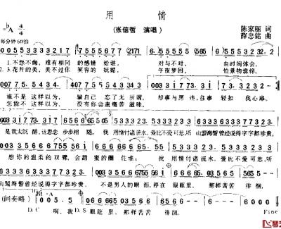 用情简谱 张信哲演唱