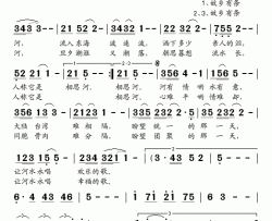 相思河简谱-关牧村演唱-付林/施光南词曲