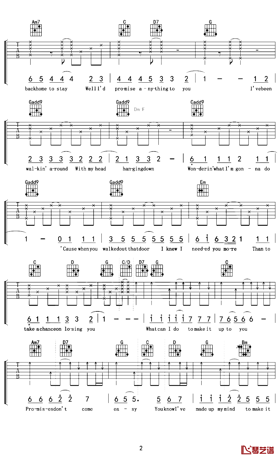 Promise Dont Come Easy吉他谱-Caron Nightingale-诺言来之不易2