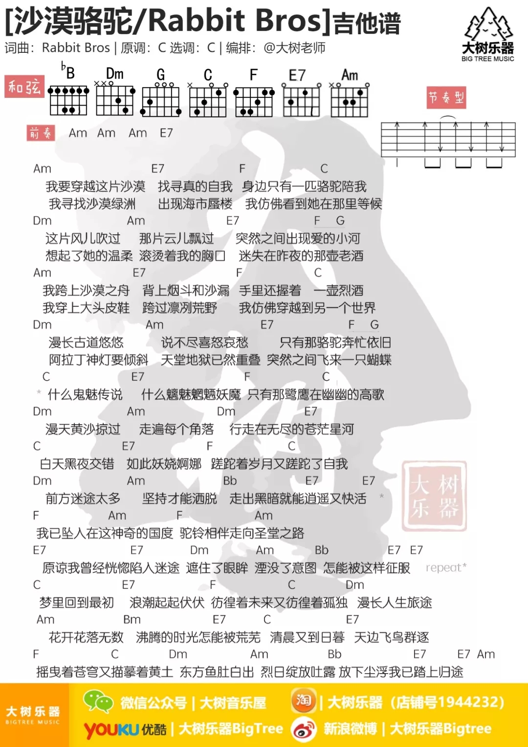 沙漠骆驼吉他谱-展展与罗罗-蹉跎着岁月又蹉跎了自我......6