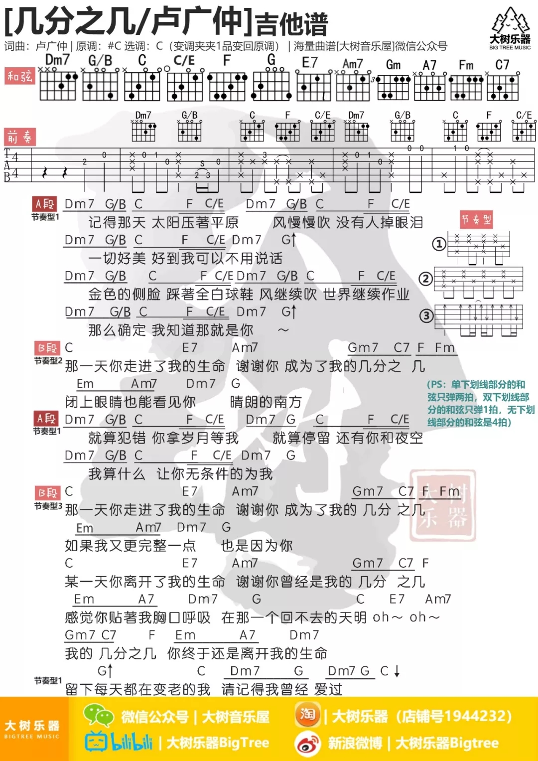 几分之几吉他谱-卢广仲-你是我的几分之几呢1