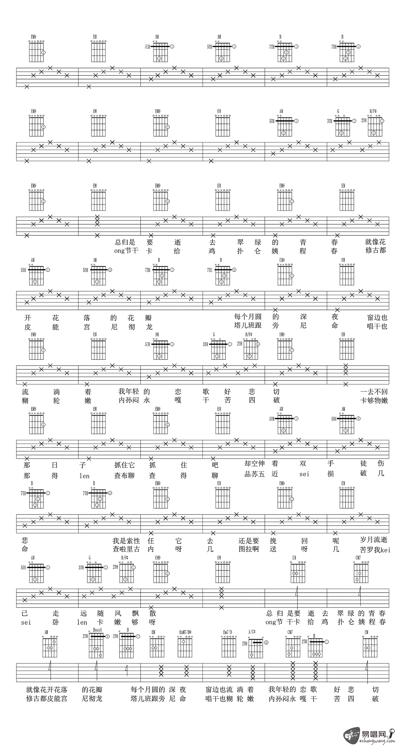 青春吉他谱 韩剧《请回答1988》主题曲 金必VS金昌完2