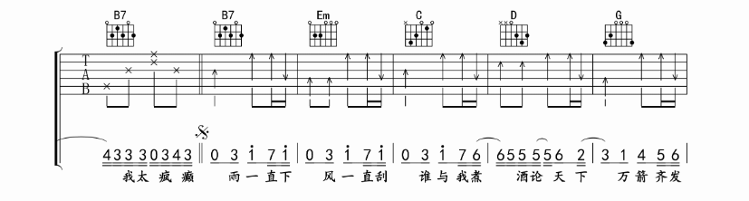 汪苏泷《三国杀》吉他谱1