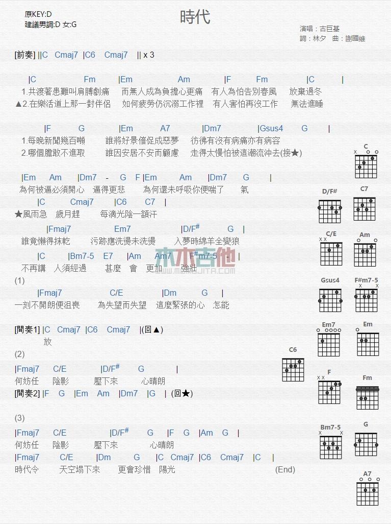 时代_吉他谱_古巨基1