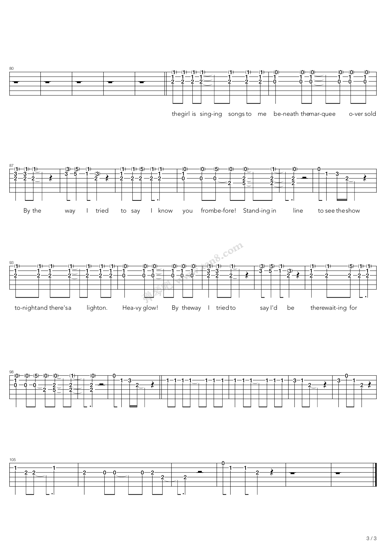 by the way吉他谱 C调高清版_弹琴吧编配_Red Hot Chili Peppers3