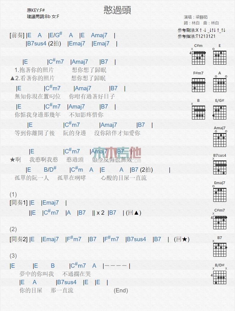 憨过头_吉他谱_梁静茹1
