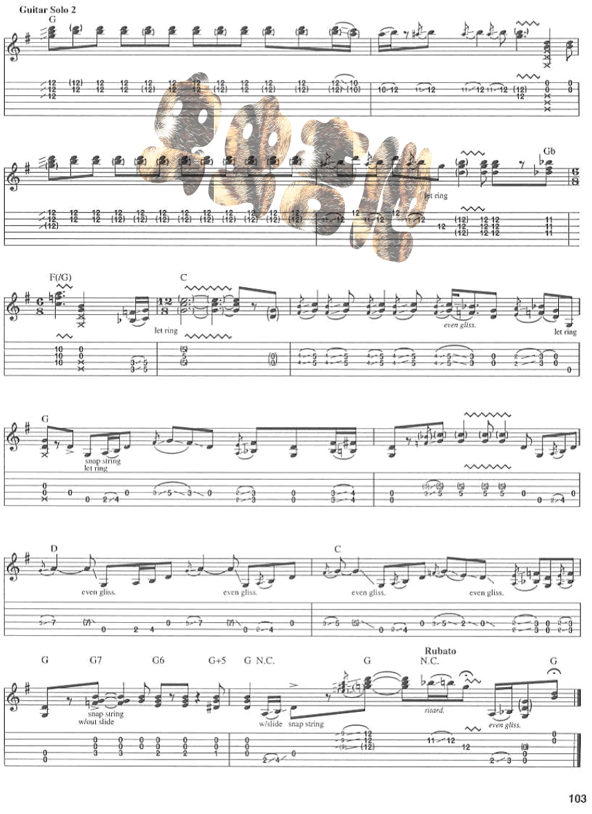 Walkin Blues|吉他谱|图片谱|高清|Eric Clapton | 克莱普顿1
