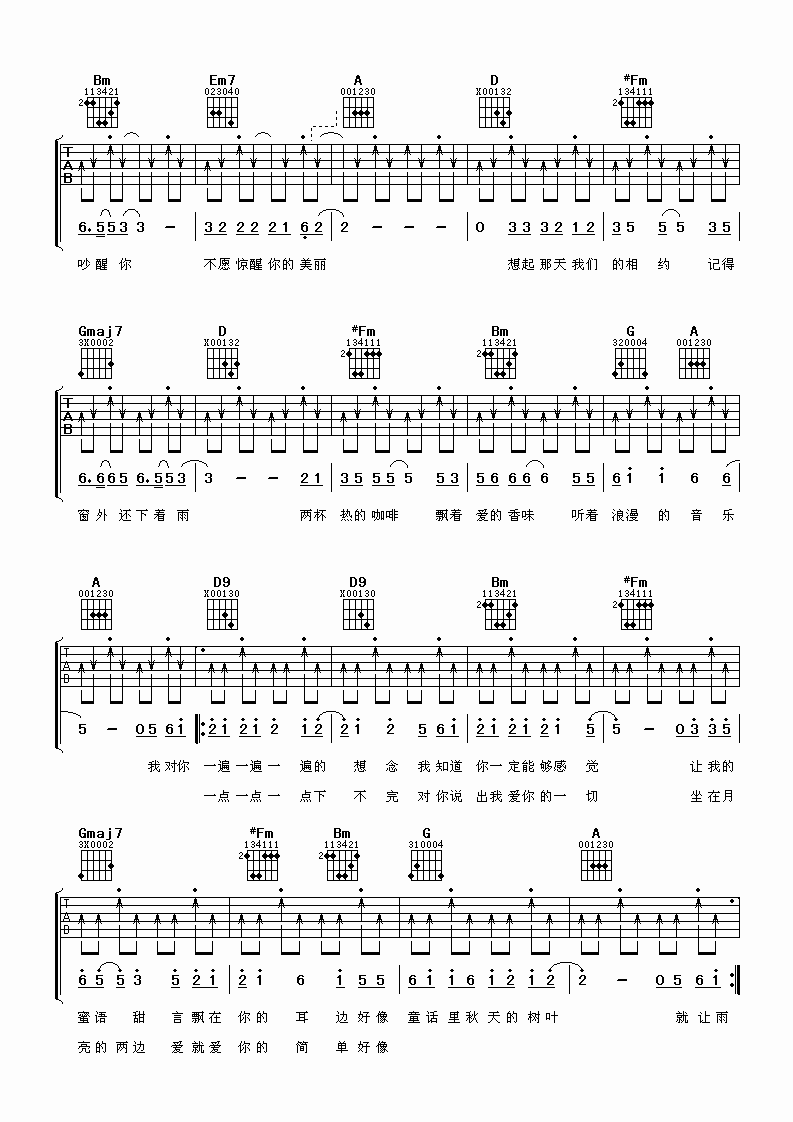 爱情木瓜吉他谱 D调扫弦版_阿潘音乐工场编配_1983组合2