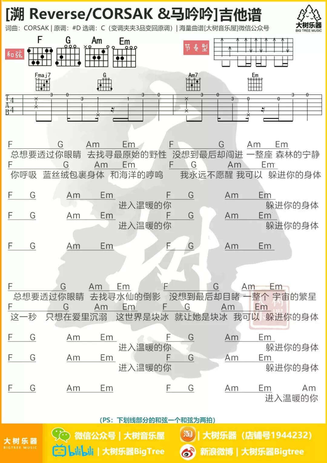 溯吉他谱 C调和弦谱-CORSAK1