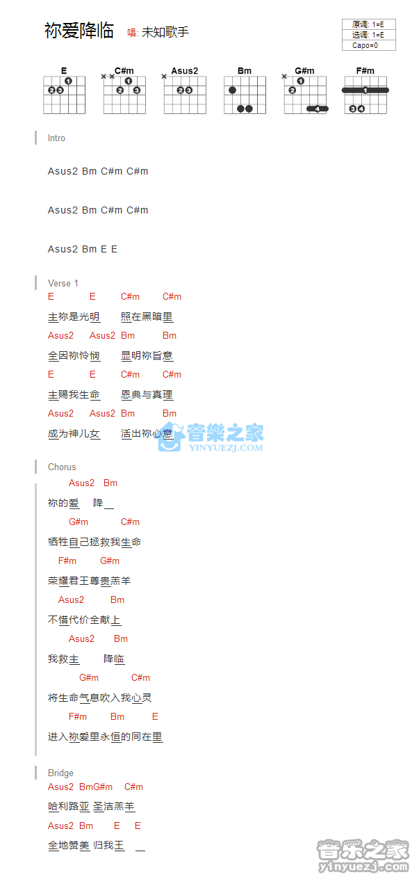 你爱降临_吉他谱_E调版_Jesus Fashion1